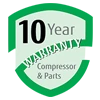 10-year parts and compressor warranty