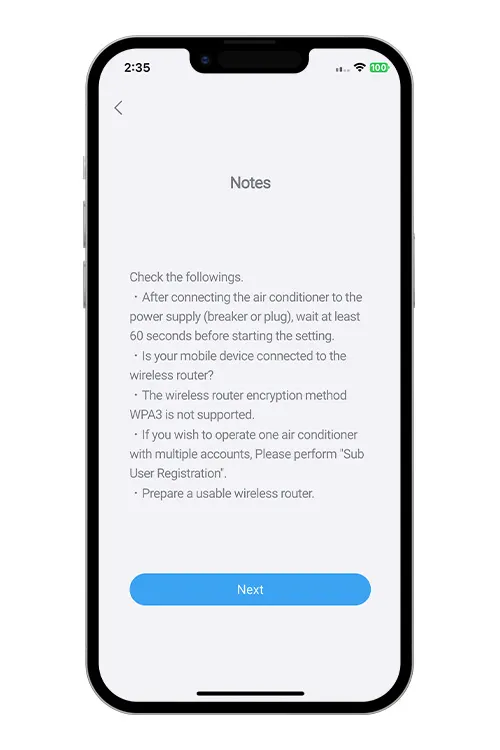 Read the note and tap [Next].