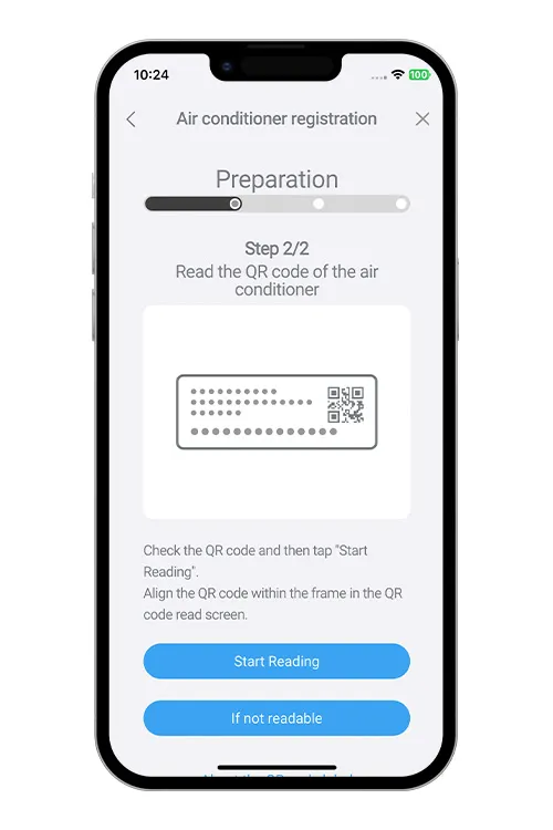 Tap [Start Reading] and Read the QR code. If QR code is not affixed, tap[If there is no QR code label]