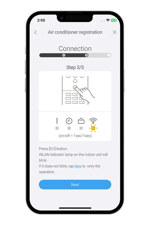 Press the WPS button on the WLAN router that you are connecting to. Refer to the operating manual of the WLAN router for the location of the button and how to press it.