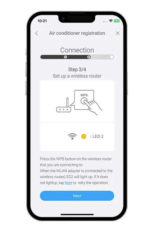 Press the WPS button on the WLAN router that you are connecting to.