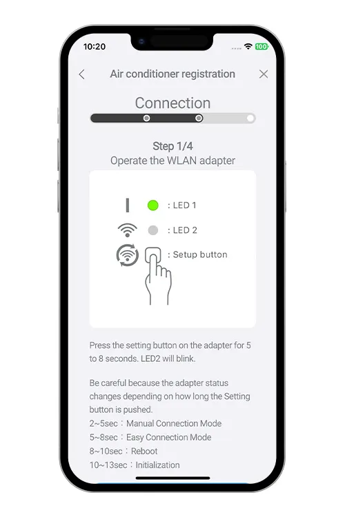 Press the WPS button on the WLAN router that you are connecting to.