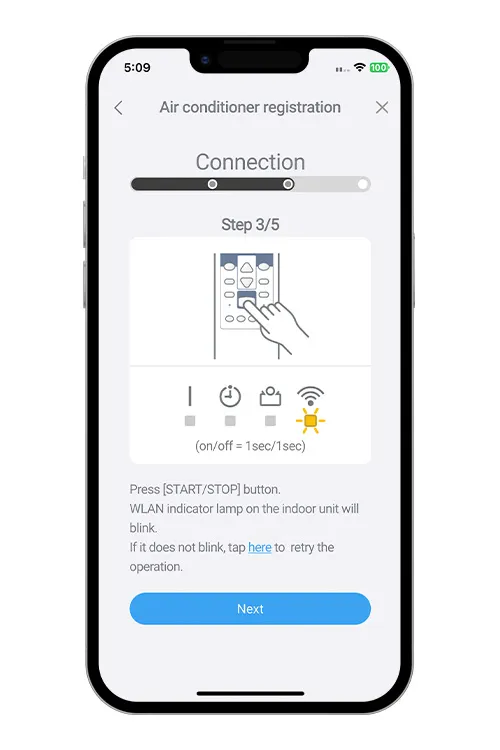 Press the WPS button on the WLAN router that you are connecting to. Refer to the operating manual of the WLAN router for the location of the button and how to press it.