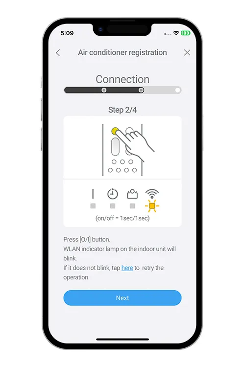 Press the WPS button on the WLAN router that you are connecting to. Refer to the operating manual of the WLAN router for the location of the button and how to press it.