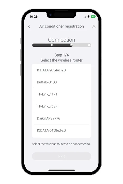 Enter the WLAN Access Point password then press [Next].
