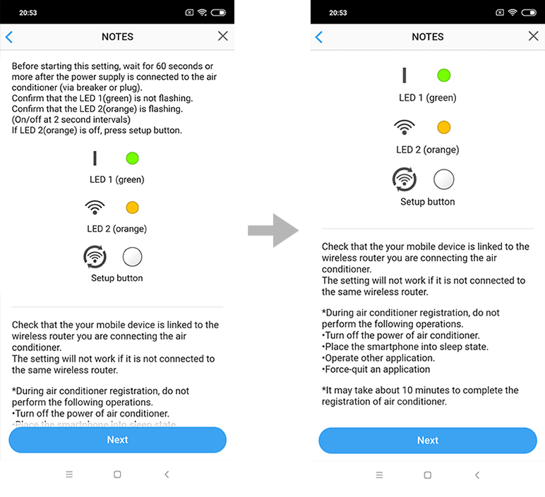 Read the note and tap [Next]