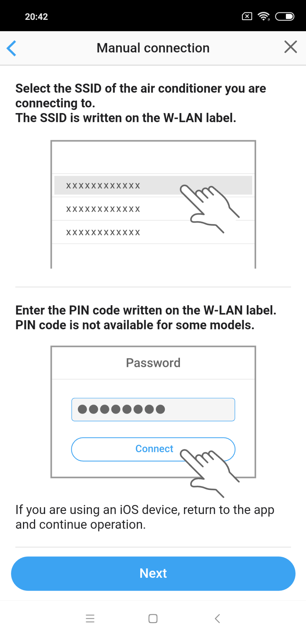 Read the note and tap [Next]