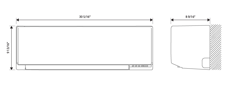 Dimension drawing, 9,000 BTU/h