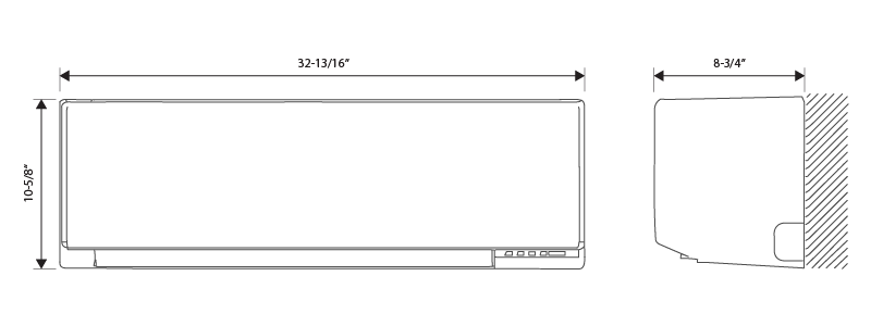 Dimension drawing, 9,000 BTU/h