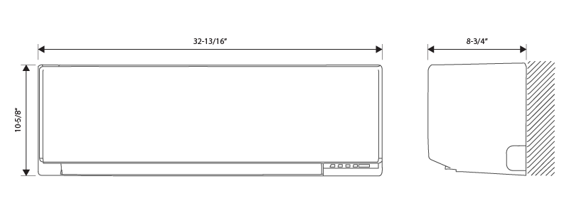 Dimension drawing, 12,000 BTU/h