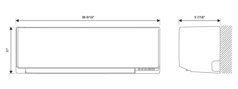 Dimension drawing, 24,000 BTU/h