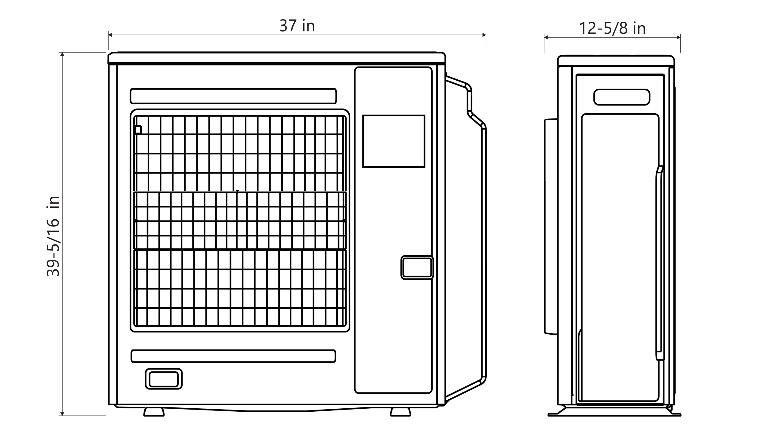 Dimension drawing, 36,000 BTU/h