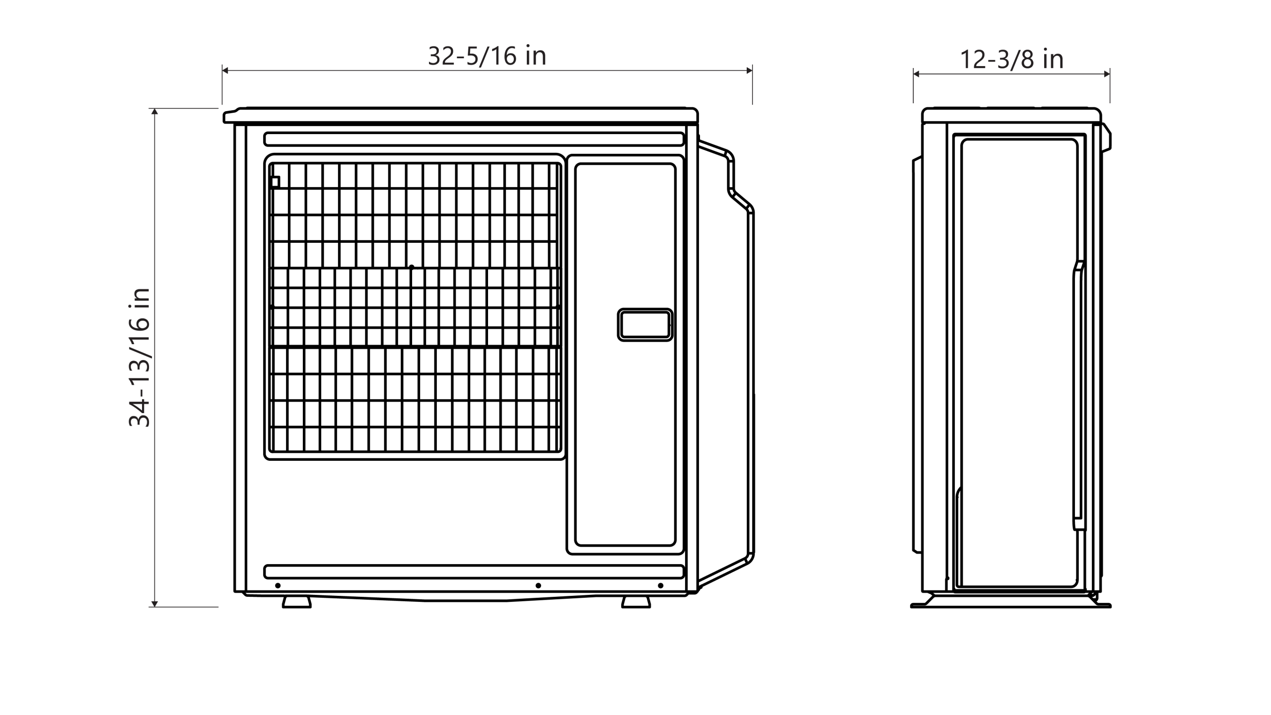 Dimension drawing, 36,000 BTU/h