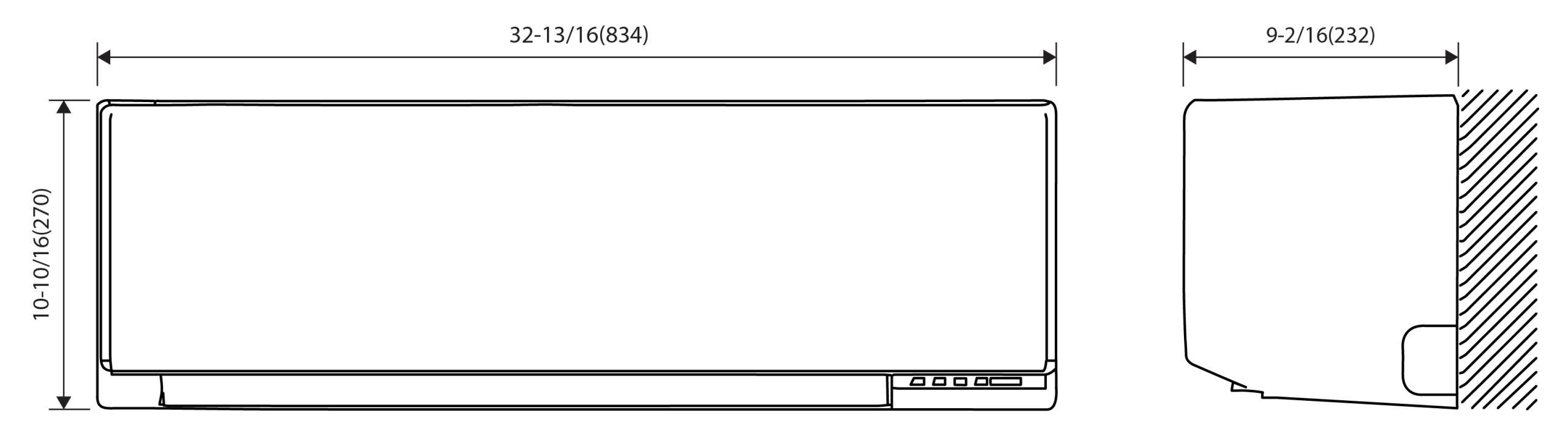 Dimension drawing, 18,000 BTU/h