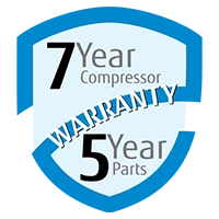 7-year compressor, 5-year parts warranty