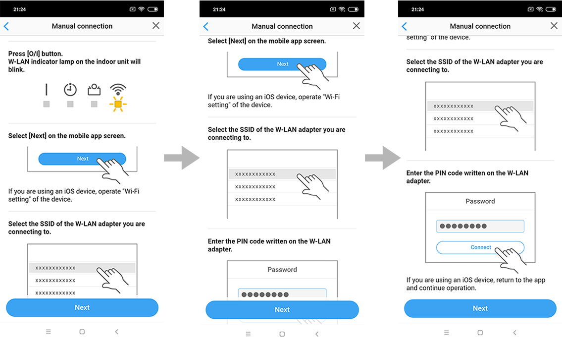Select [Next] on the mobile app screen