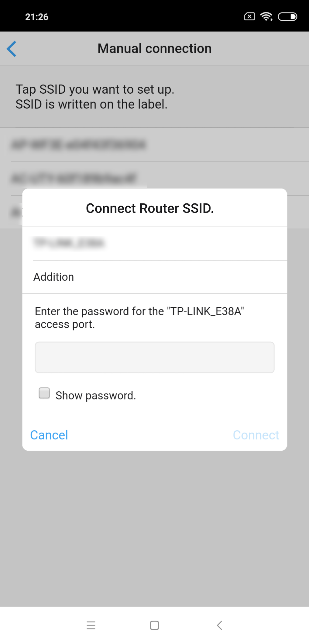 Select the W-LAN Access Point you are connecting to