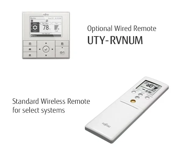 Optional wired remote UTY-RVNUM and the standard wireless remote supplied with select systems