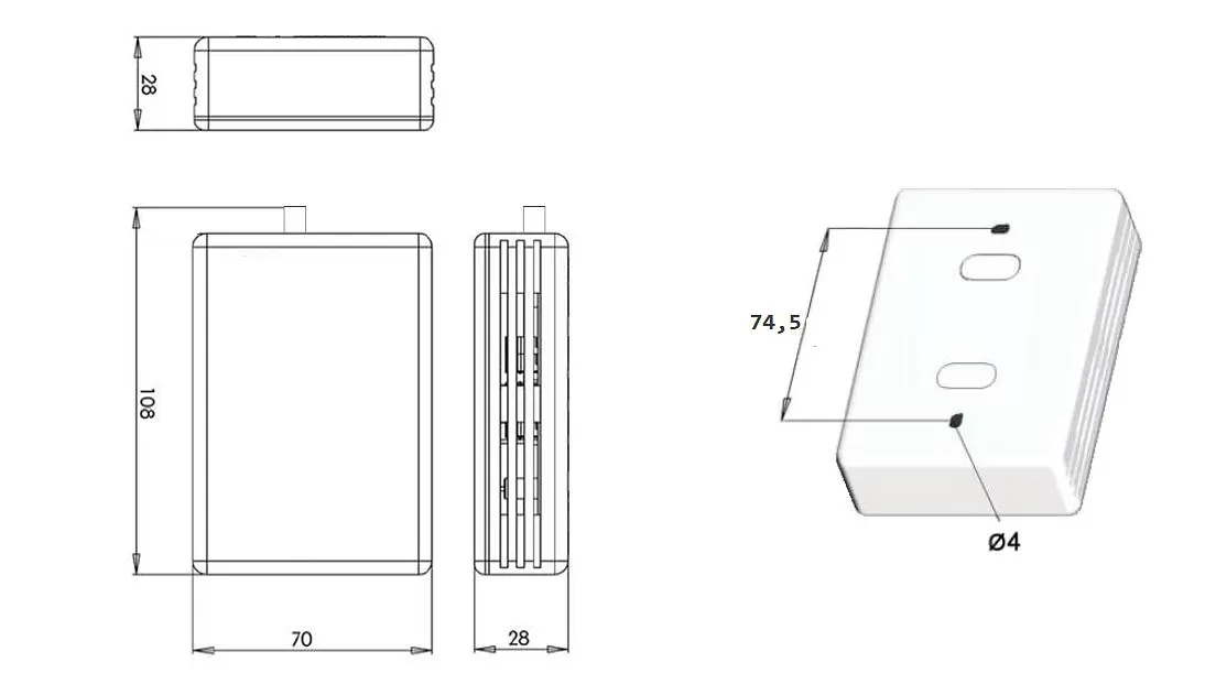Dimensions of the Wired Module FJ-RC-WIFI-1NA